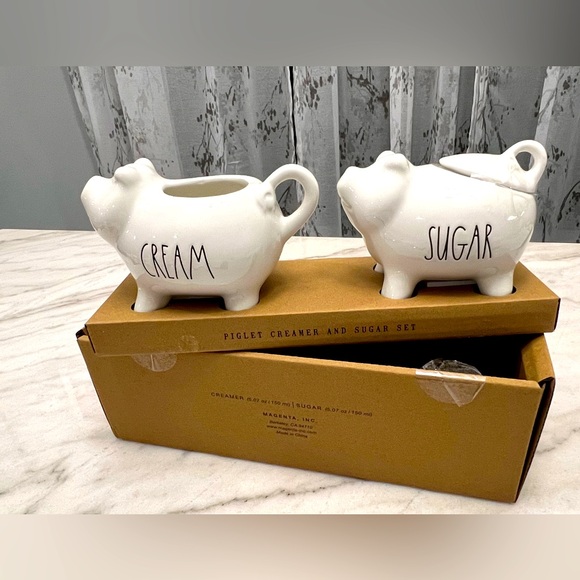 Rae Dunn ceramic piglet cream and sugar set - Picture 2 of 3